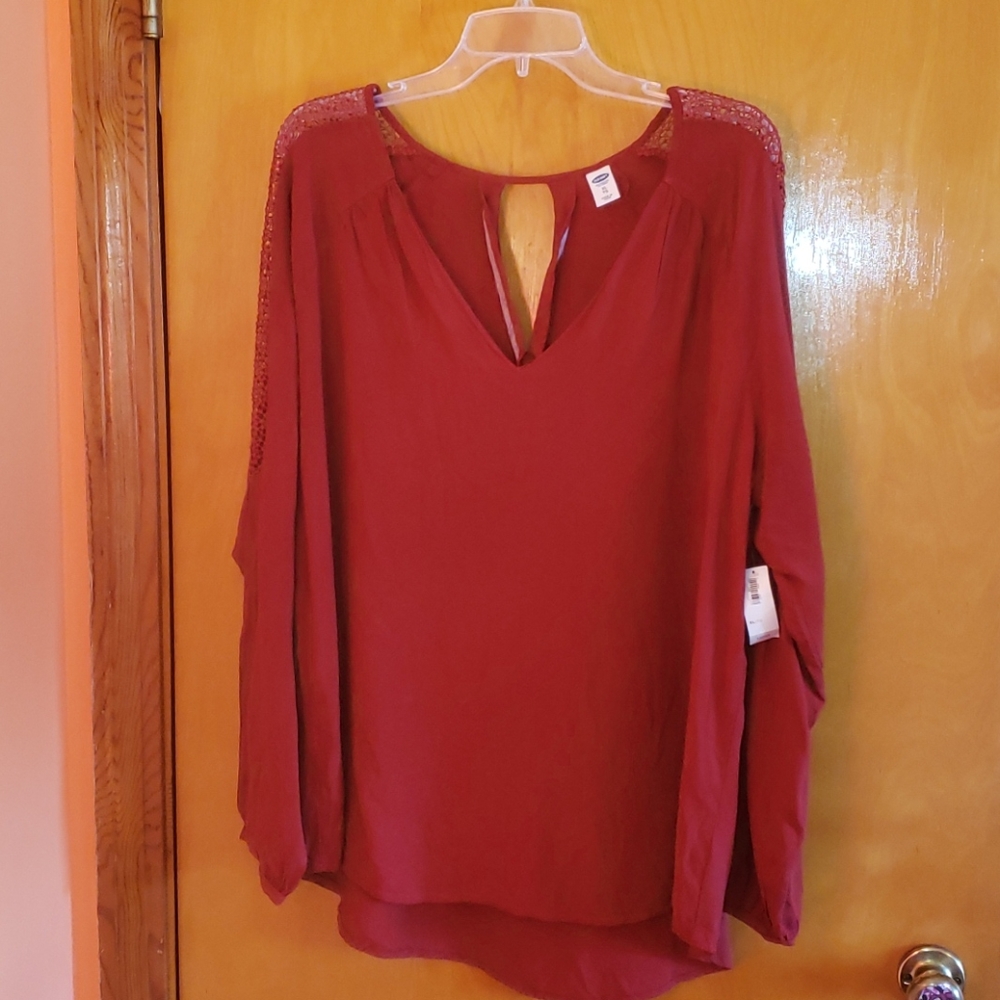 Old Navy lace shoulder v-neck tunic Rust XL